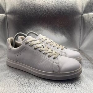 Size 9M Tory Burch Howell Court Smooth Calf Leather White Mens Athletic Sneakers